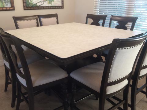 Ivory white leatherlook square dining table pad