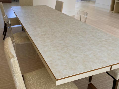 Long dining table protector pad, ivory